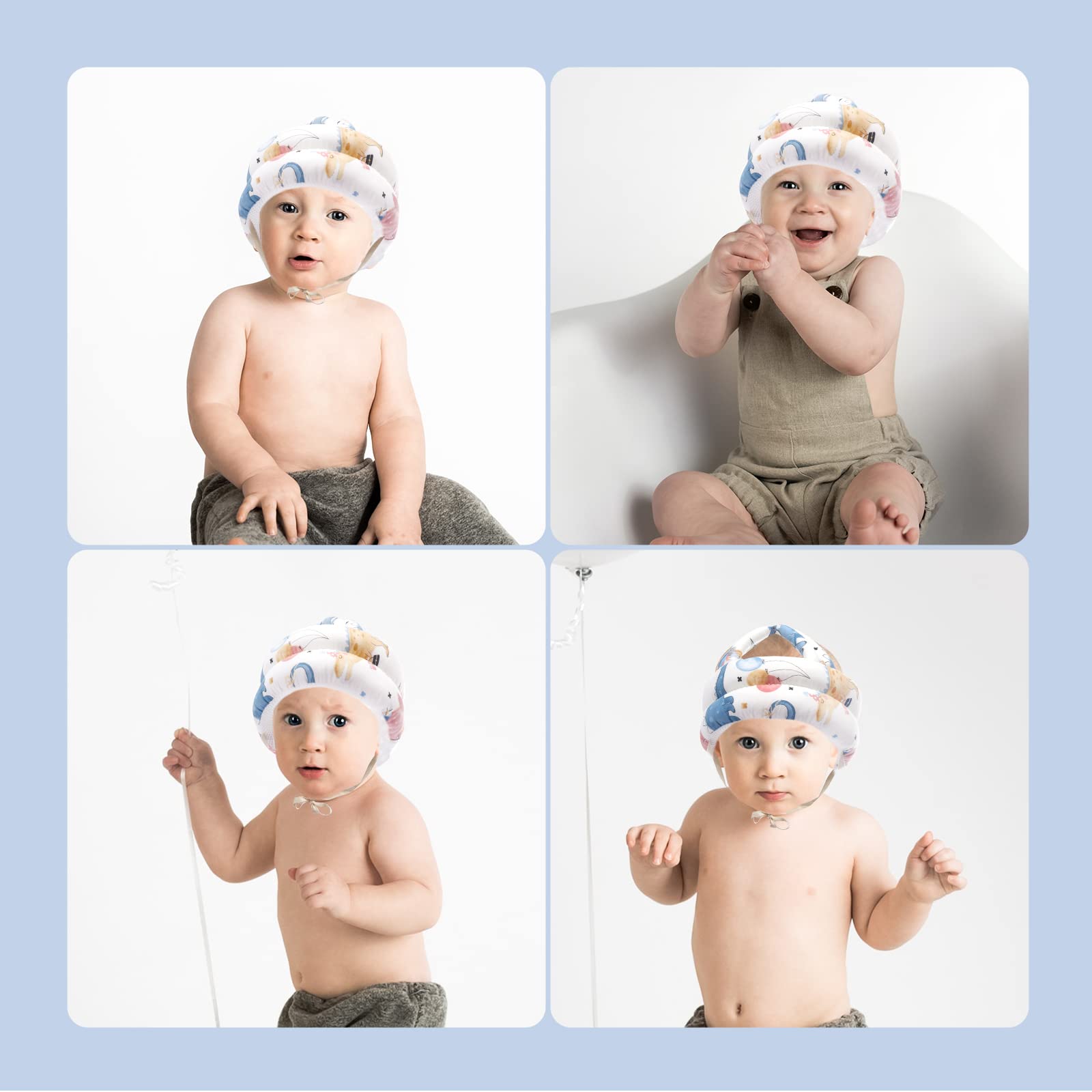 GAGAGIGO baby helmet being worn to protect baby during indoor and outdoor play.