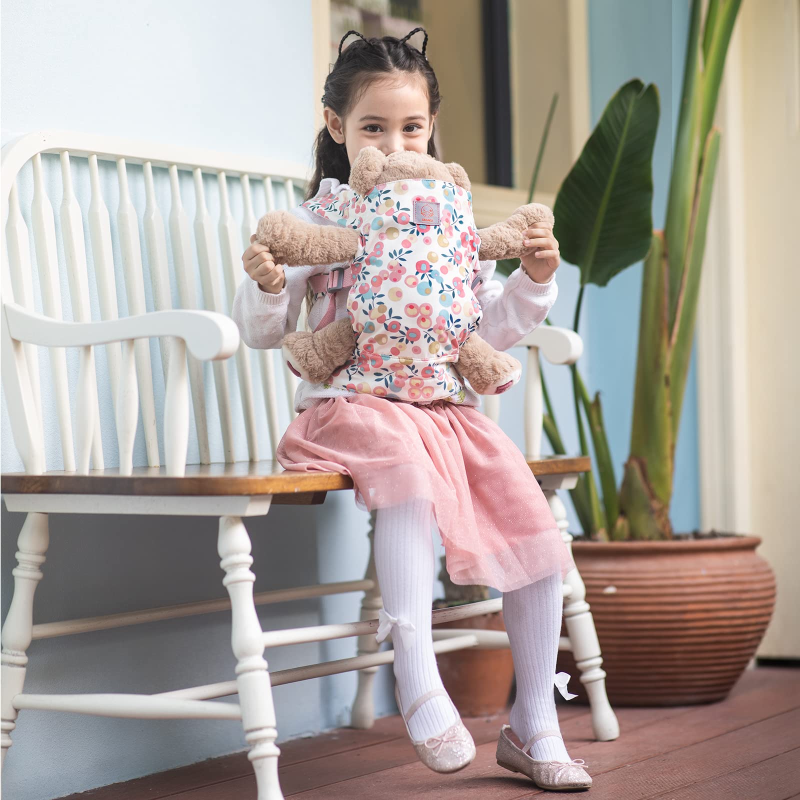 GAGAKU pink plum doll carrier design for stylish, age-appropriate play.