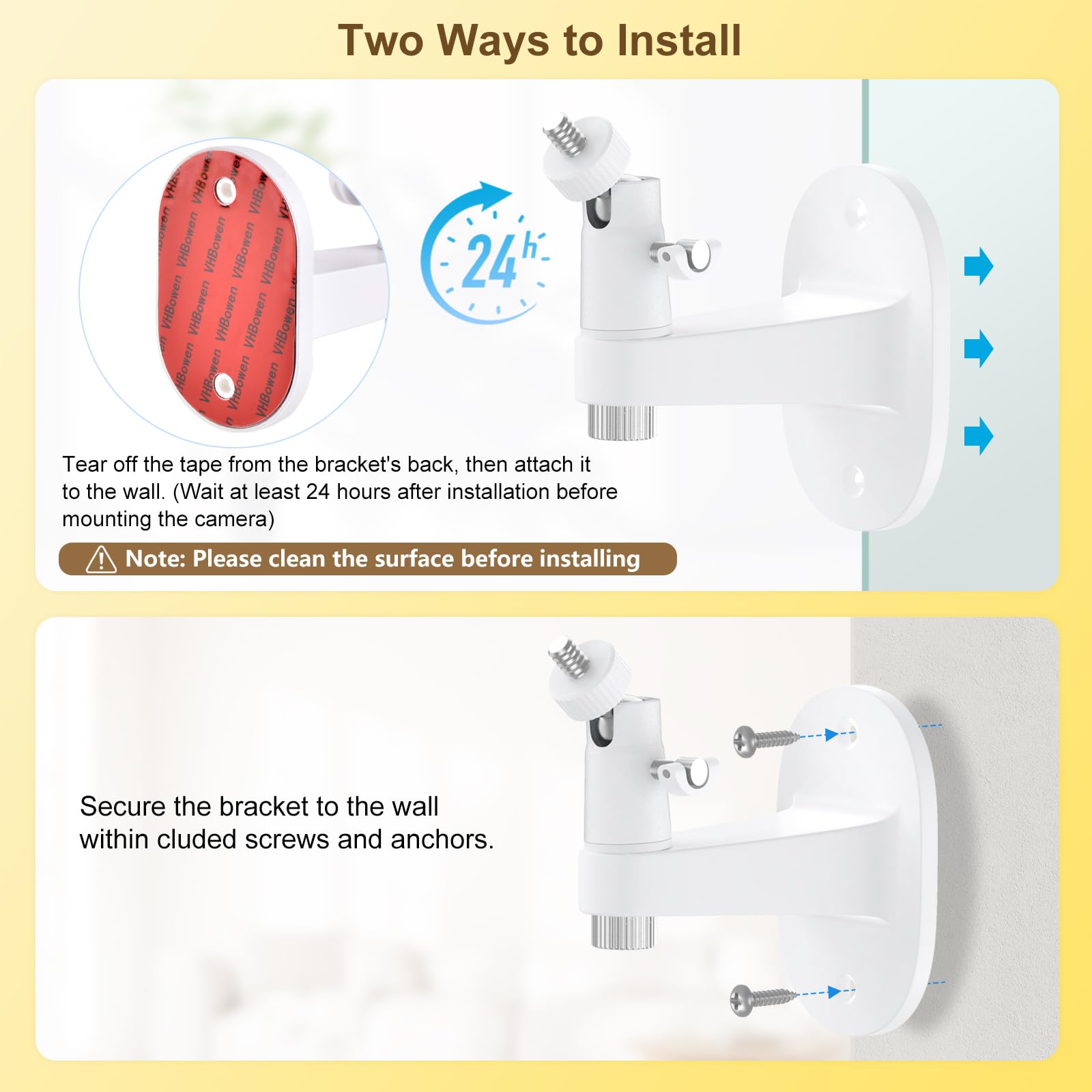 GAHOGA aluminium wall mount offers sturdy, rust-proof support with a modern white finish.