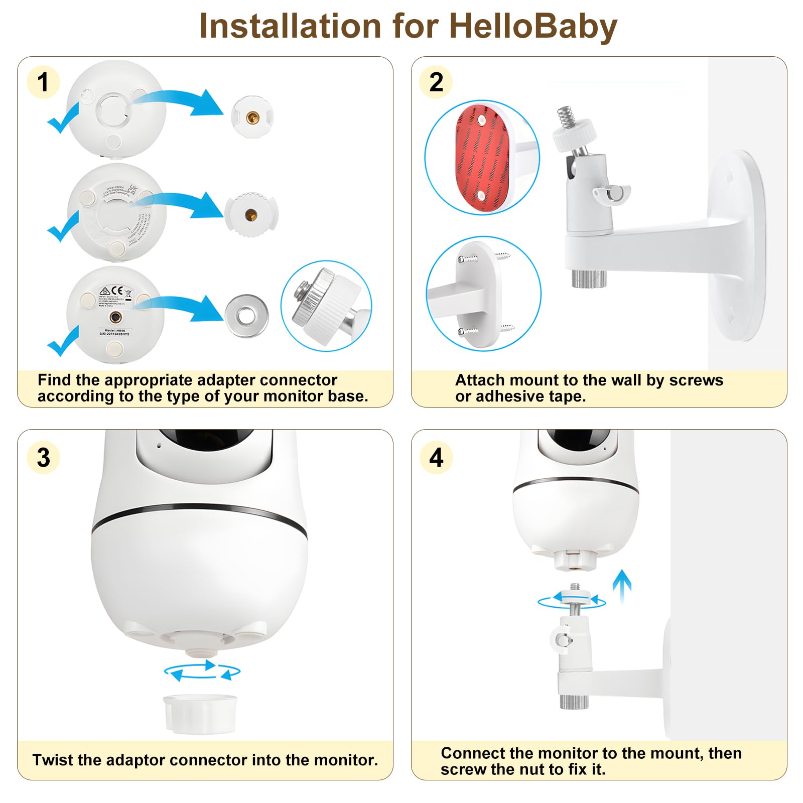 GAHOGA 90° tilt plus 360° swivel enables precise baby-view positioning.