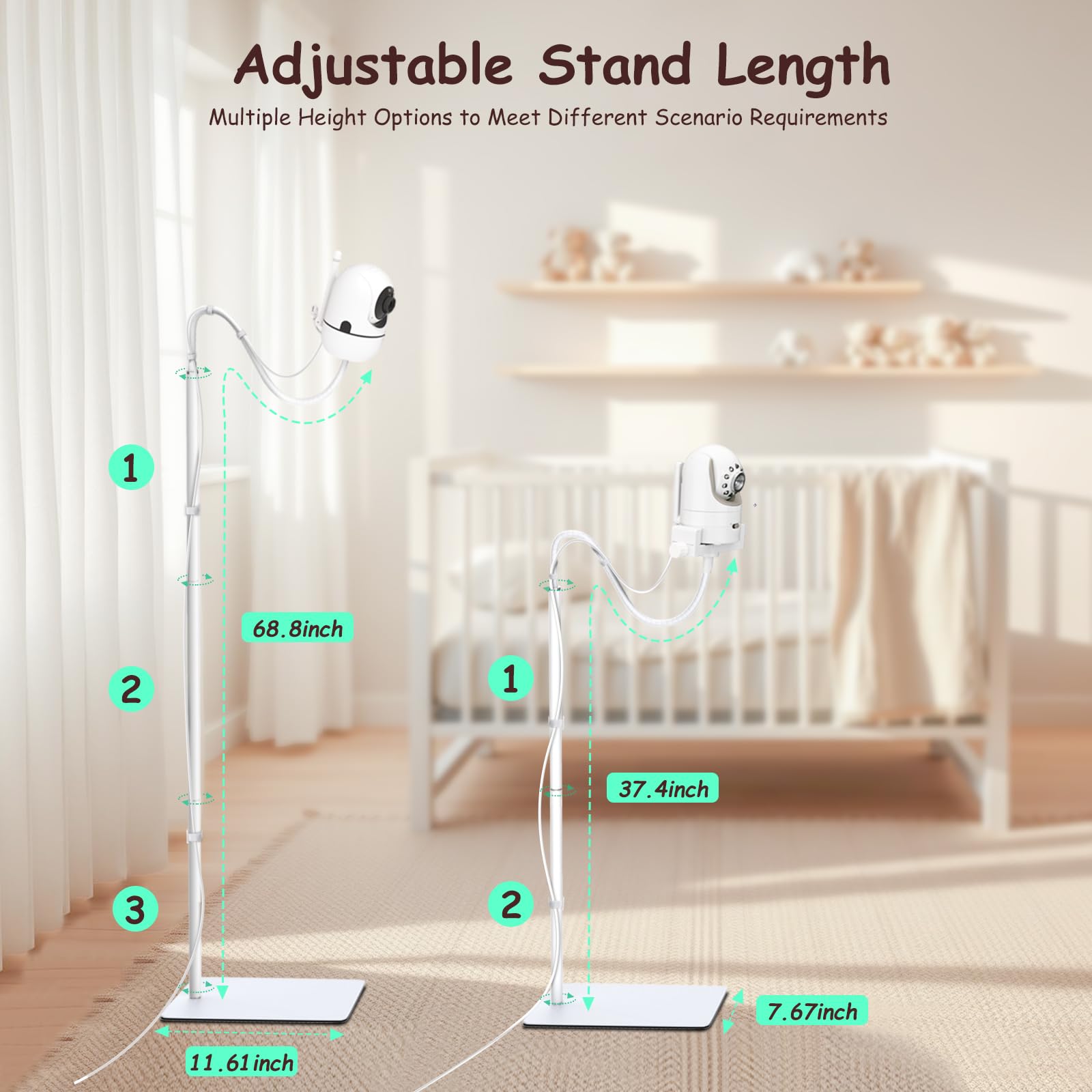GAHOGA floor stand gooseneck bend demonstrates easy camera positioning.