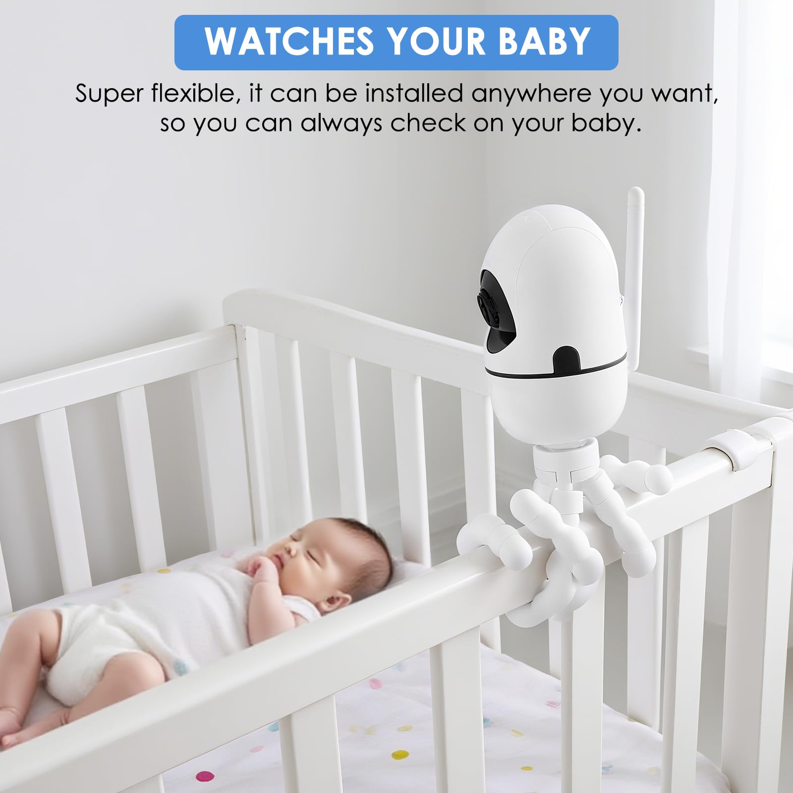 GAHOGA upgraded baby monitor mount 360-degree-rotation view provides full-angle coverage for crib monitoring