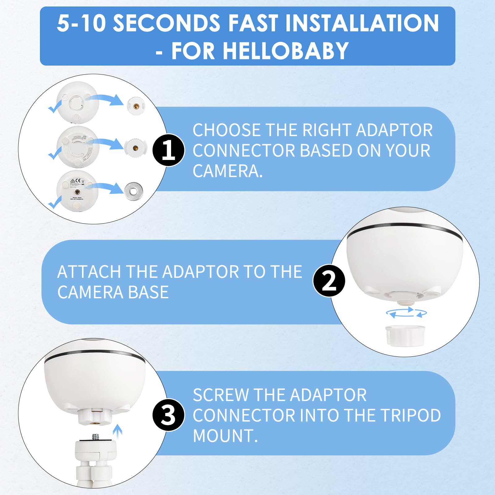 GAHOGA upgraded baby monitor mount crib-wrap-around view shows versatile mounting on cribs or rails