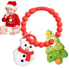 Gaiabliss Christmas teether snowman close-up with silicone texture for gentle gums