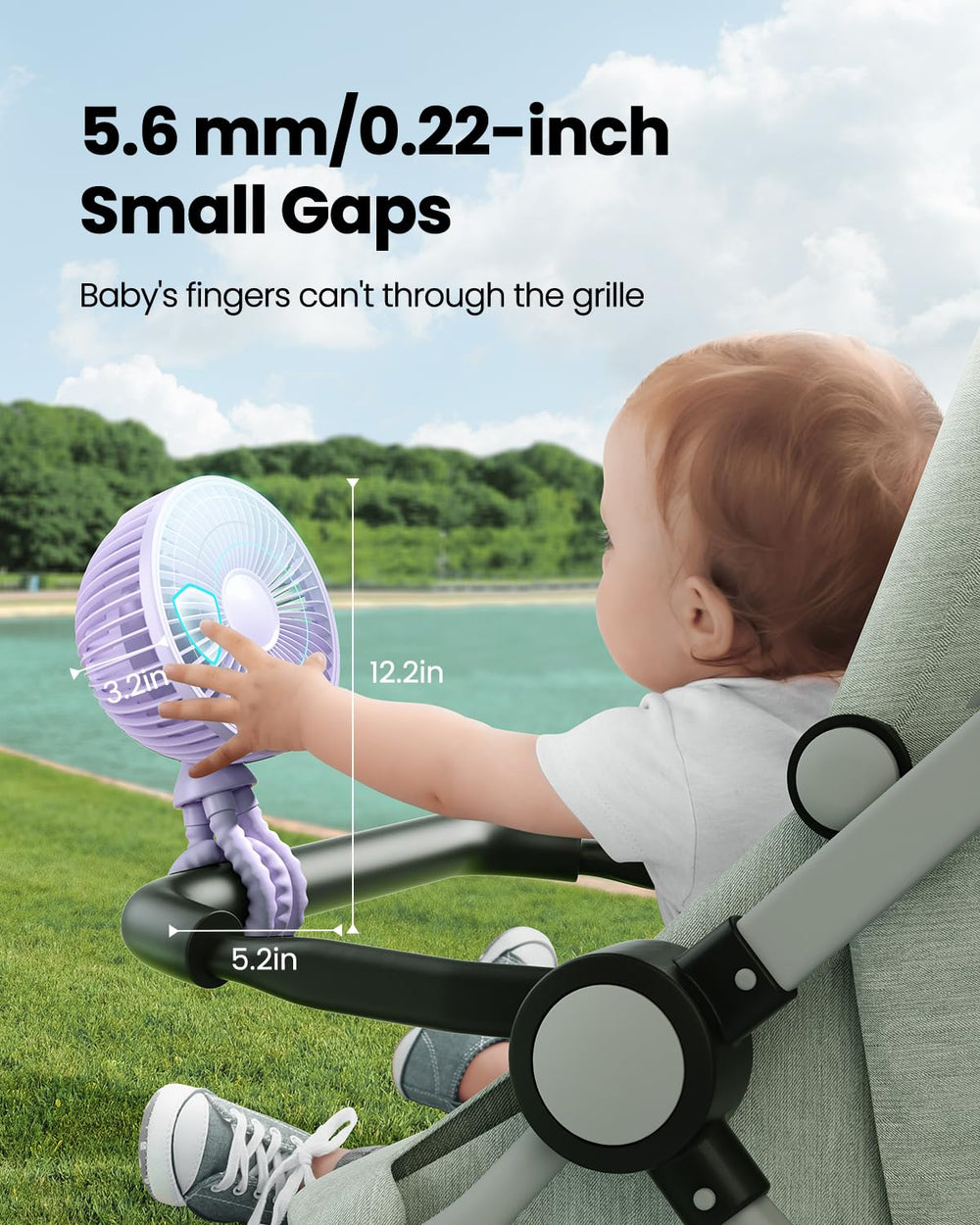 Gaiatop 360-degree rotation clip-on fan for versatile airflow.