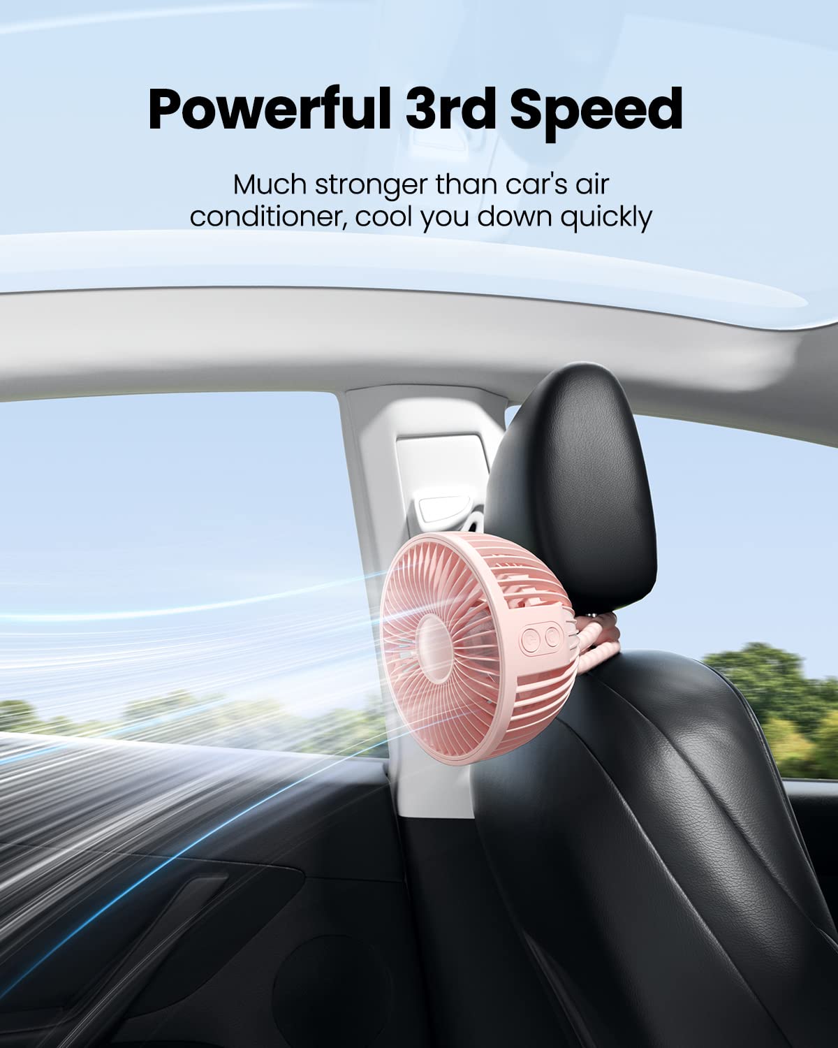 Gaiatop pink 4000mAh battery fan with USB-C charging