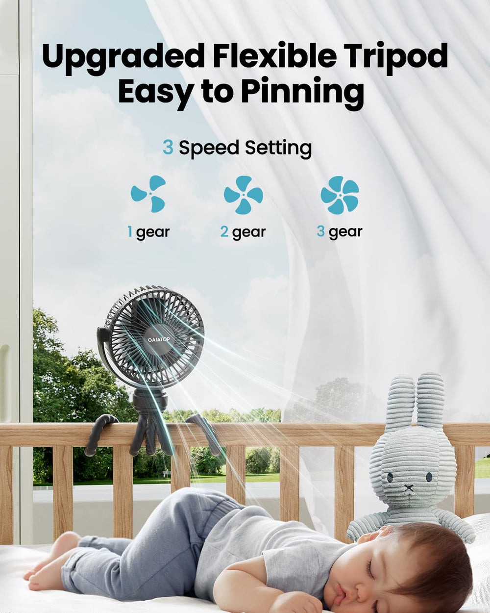 Gaiatop fan with detachable head for easy charging anywhere