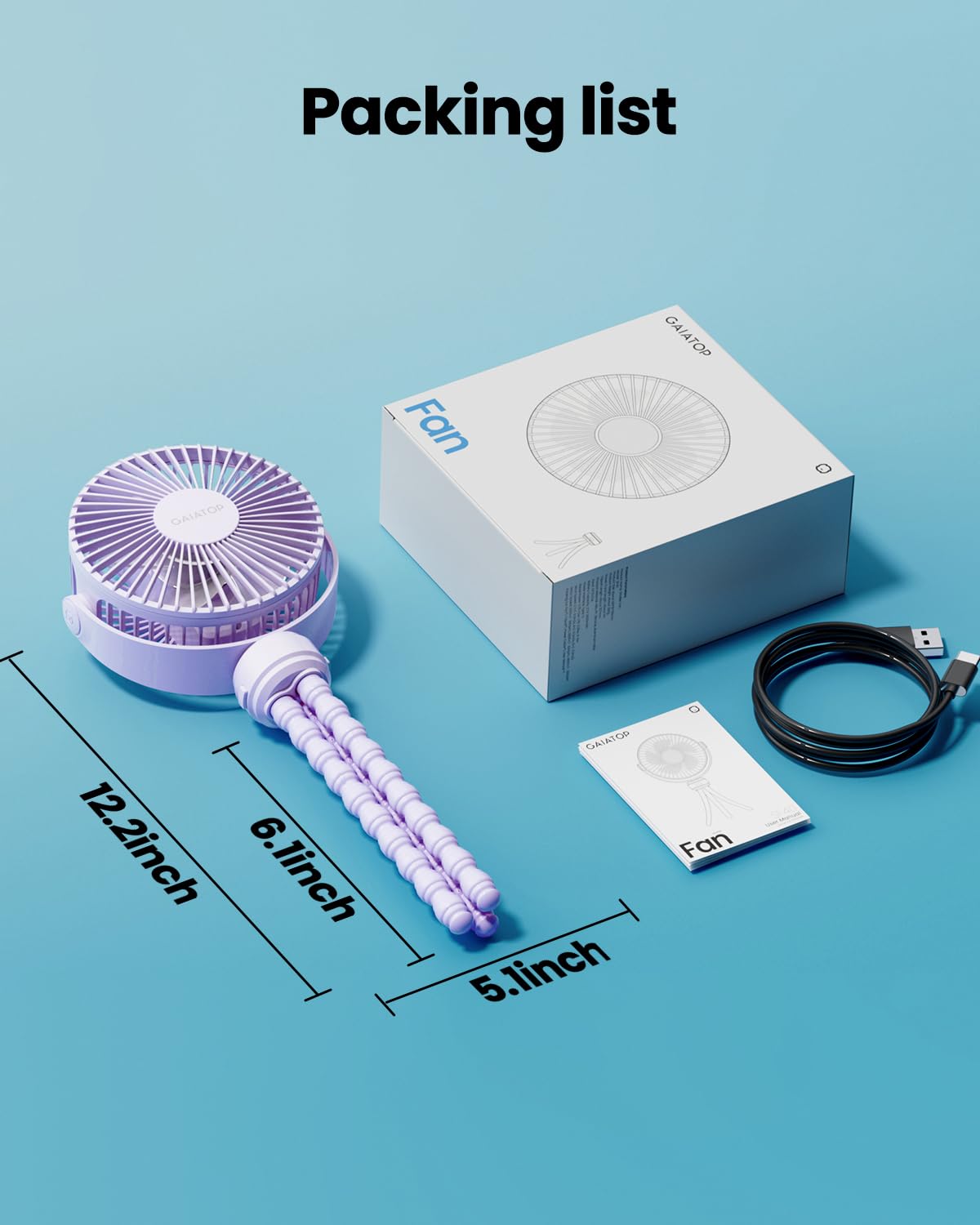 Gaiatop mini electric fan compact size for strollers or desks