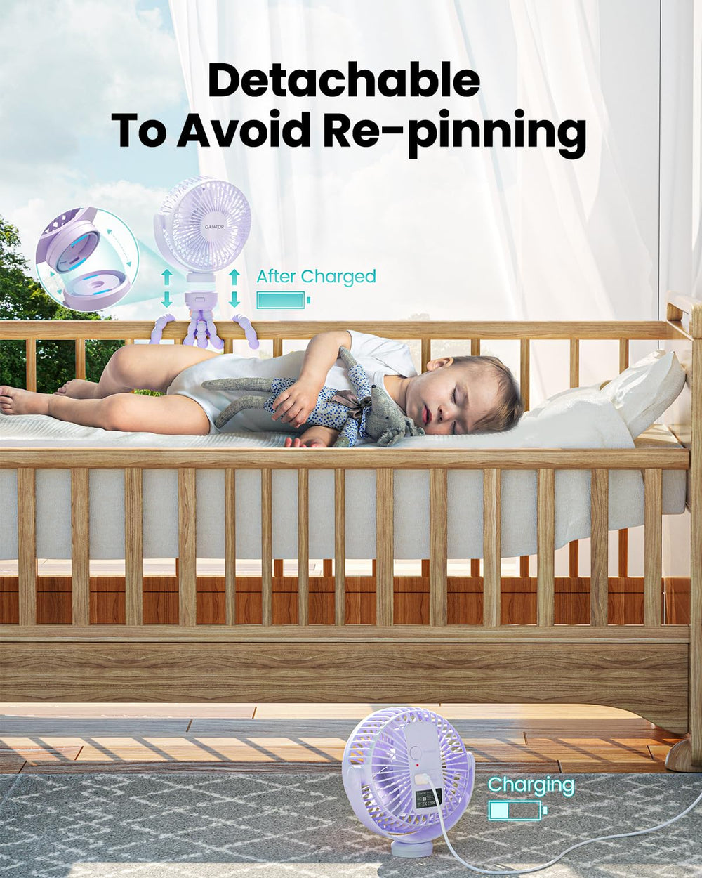 Gaiatop mini fan removable head for easy charging anywhere