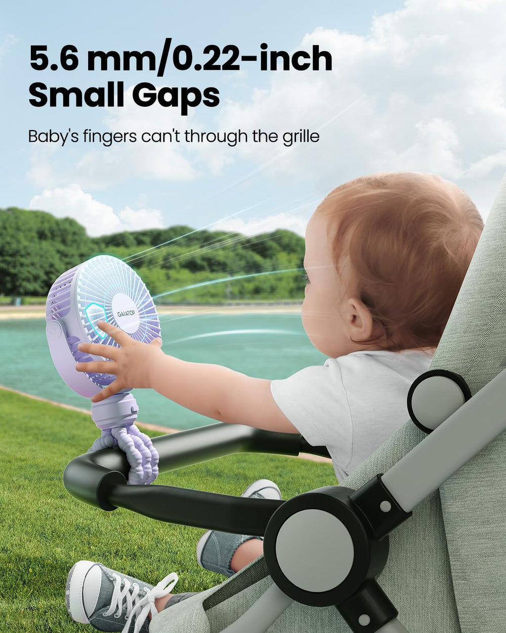 Gaiatop mini fan with 5.5mm gaps keeps fingers safe