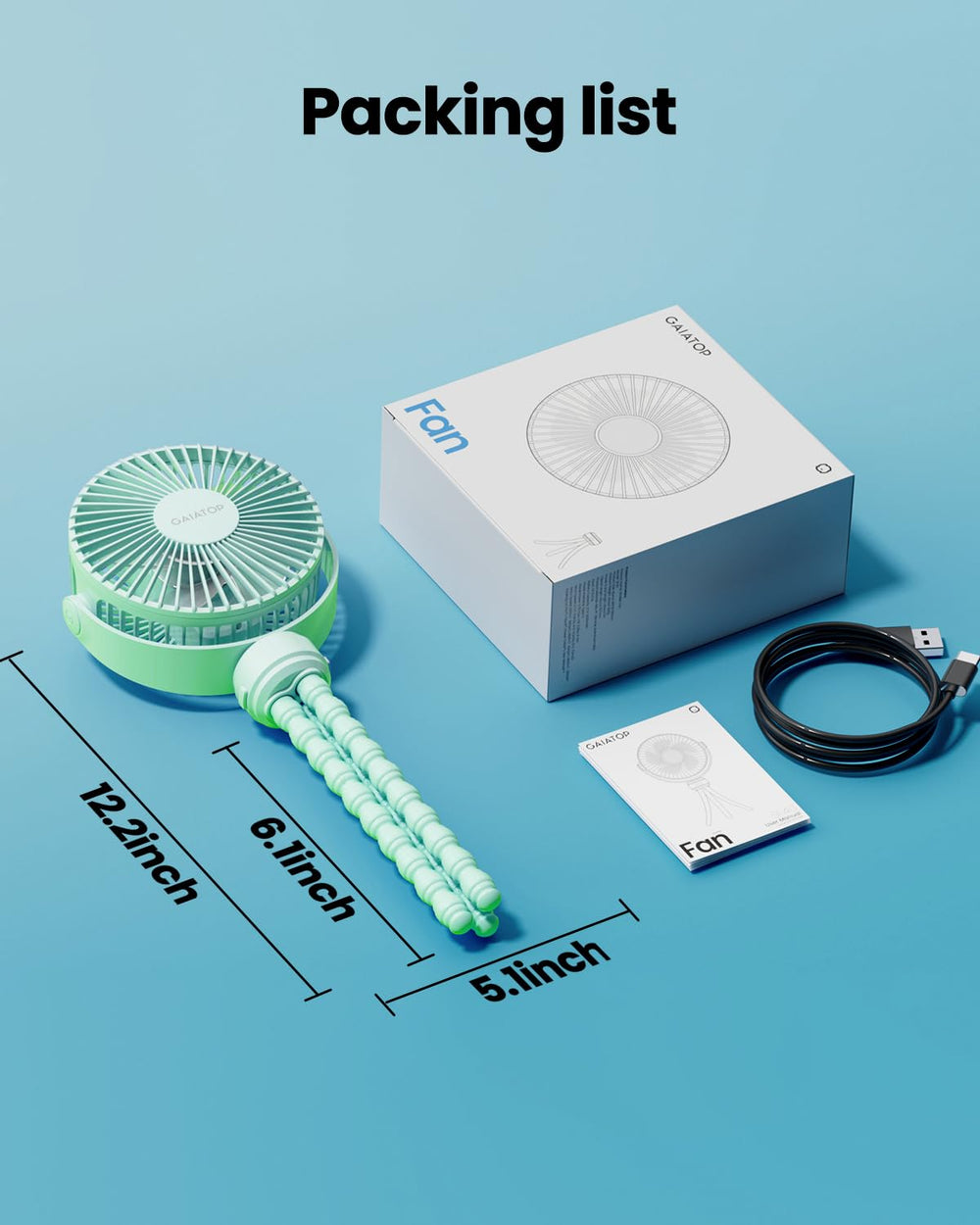 Gaiatop mini stroller fan brushless motor provides quiet cooling on the go.