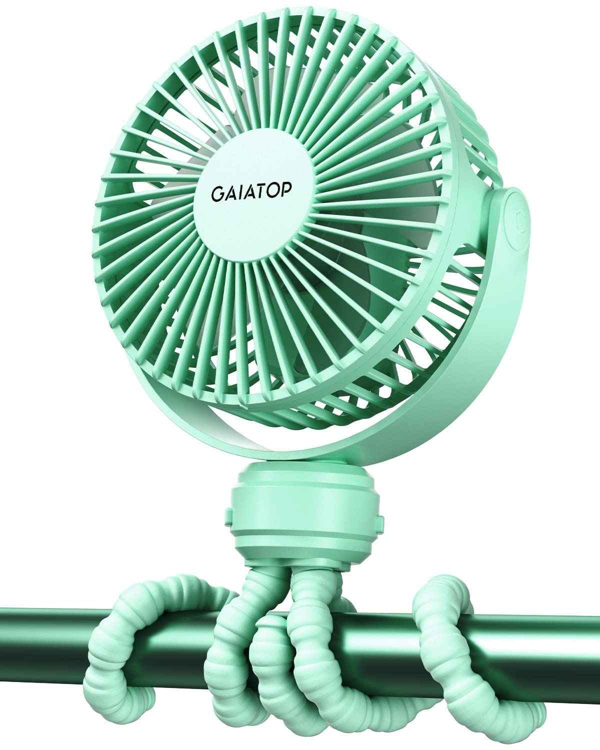 Gaiatop mini stroller fan safety design shows 5.5mm gaps for baby finger protection.