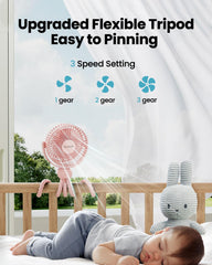 Gaiatop mini-stroller-fan USB rechargeable battery provides all-day use.