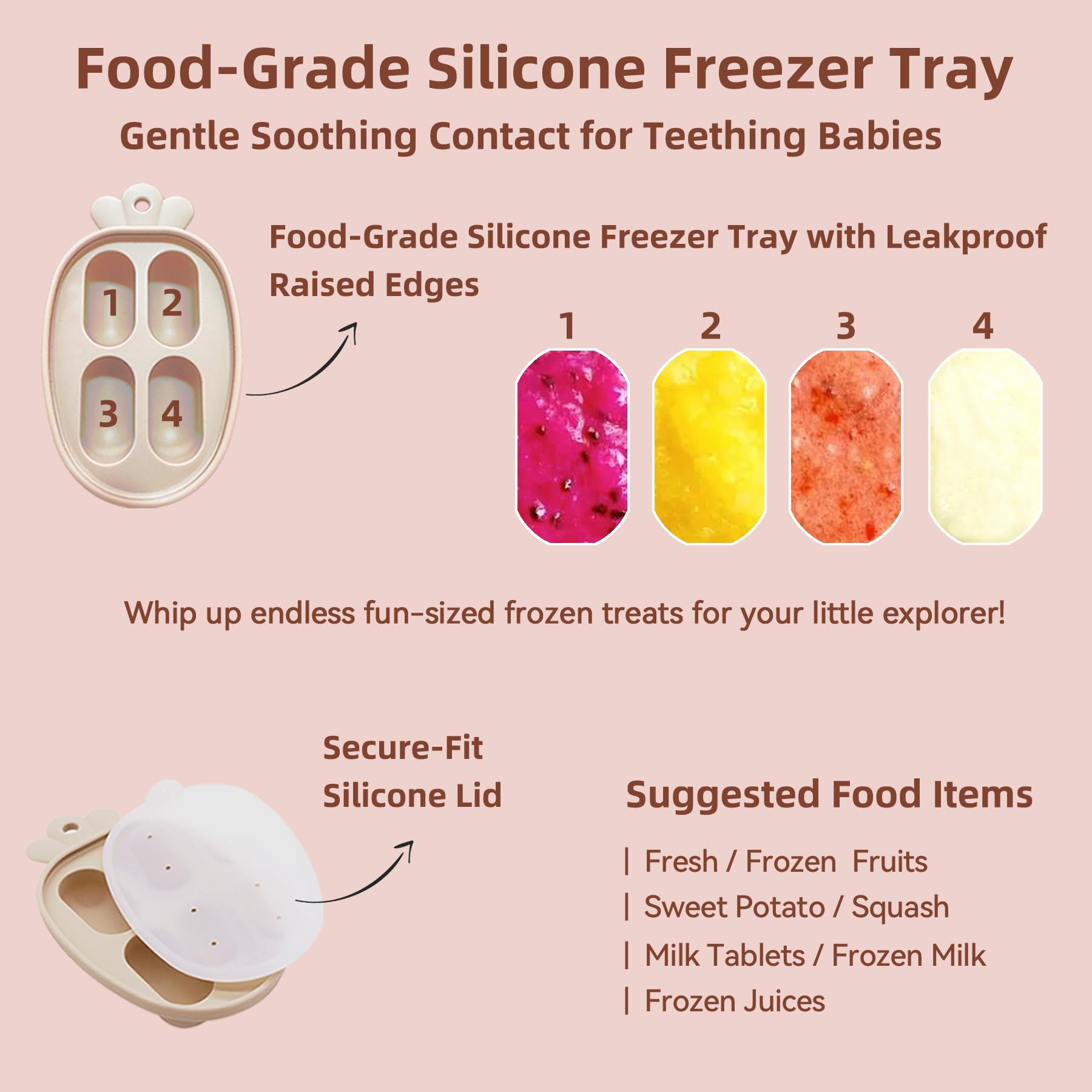 Gairssda ergonomic handle on-the-go teether keeps baby secure during feeding.