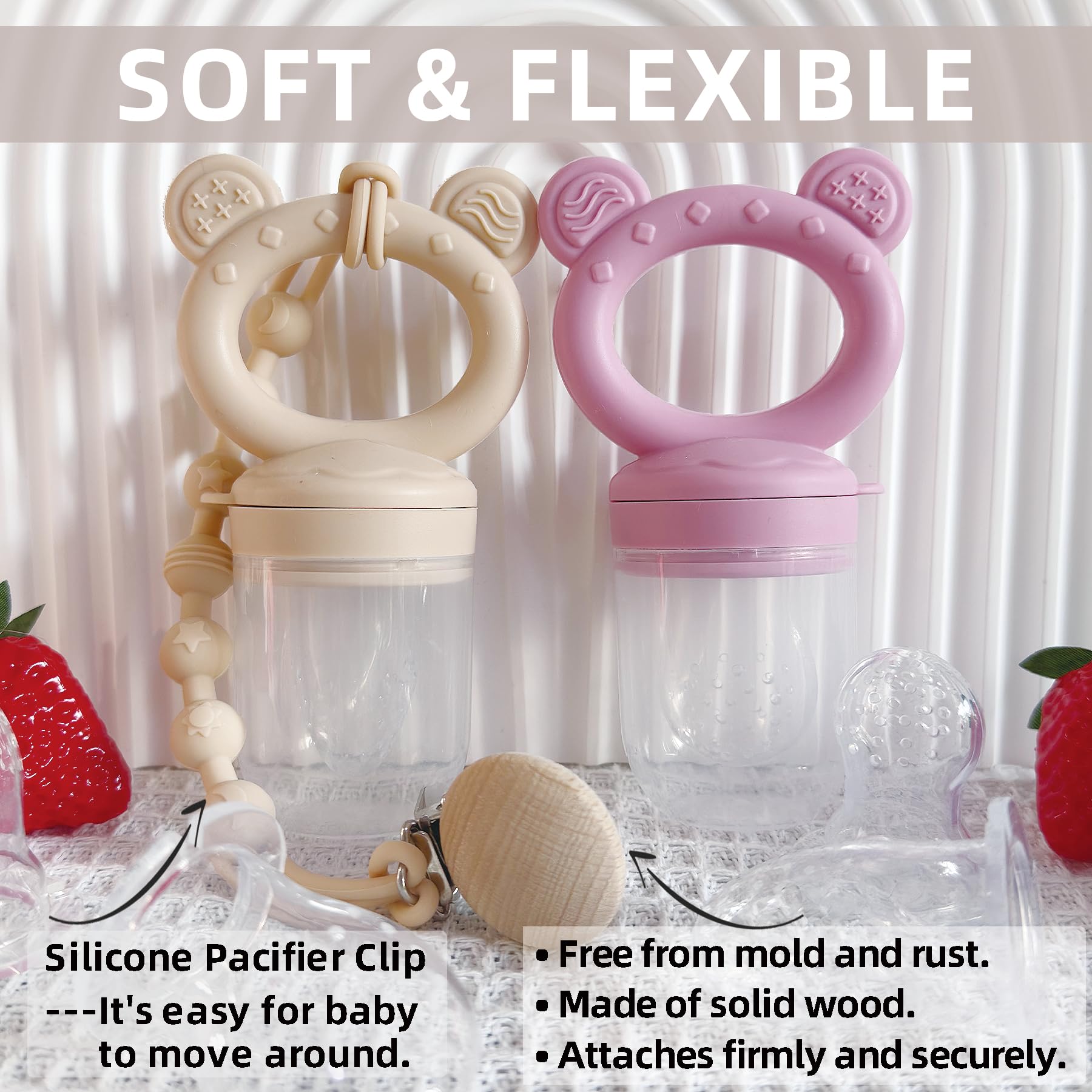 Gairssda multi-flow silicone teats offer varying textures for exploration.