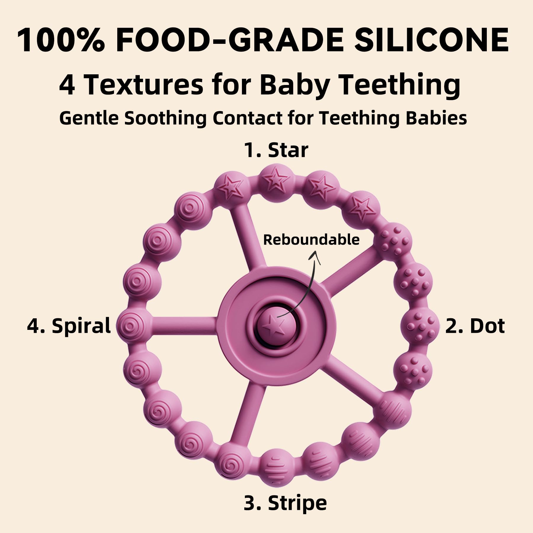 Gairssda safety clip closeup, keeps teether secure to prevent drops.