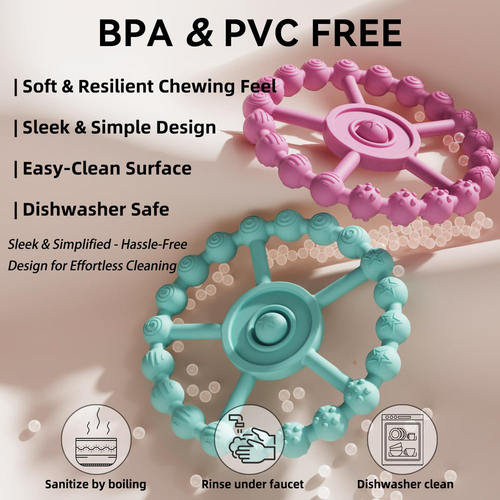 Gairssda dishwasher-safe teether shown for easy cleaning after meals.
