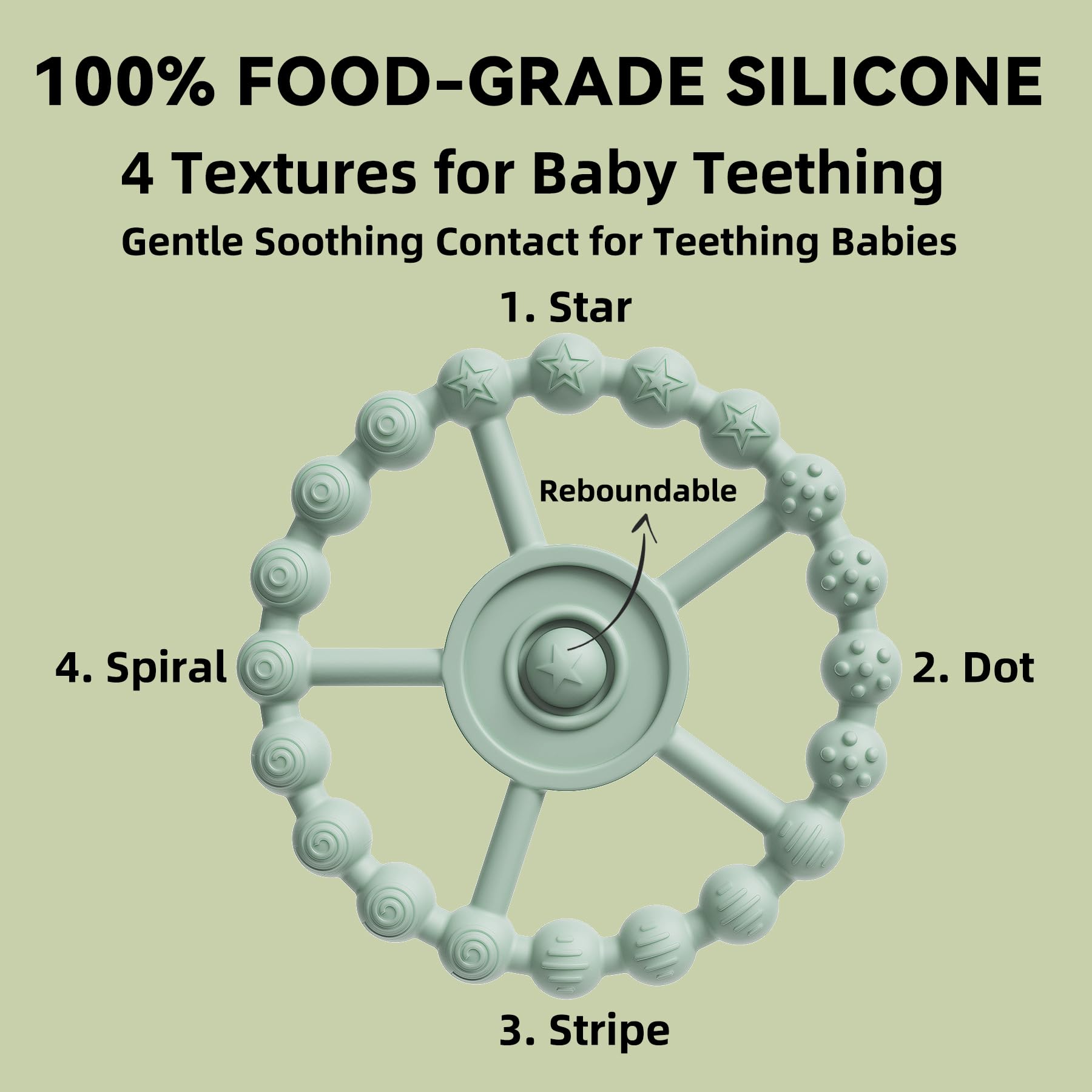 Gairssda teether ring with textured surface for soothing teething comfort.