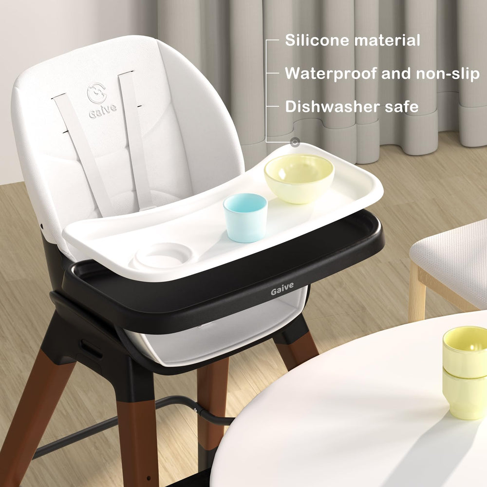 GAIVE silicone-tray waterproof-non-slip surface supports easy cleanup after meals.