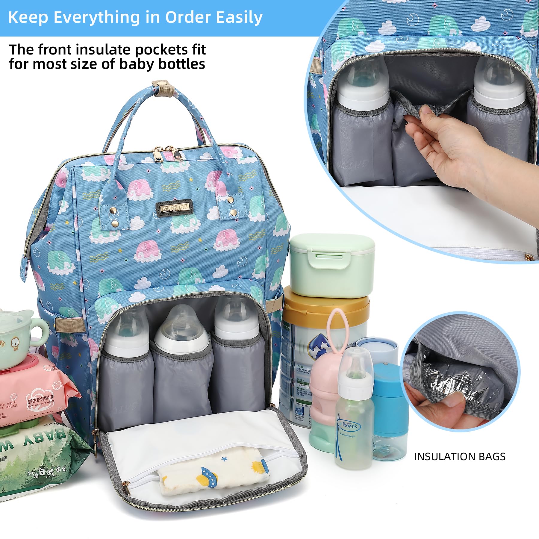 GAIVP diaper bag backpack insulated-pocket keeps bottles hot or cold for hours.
