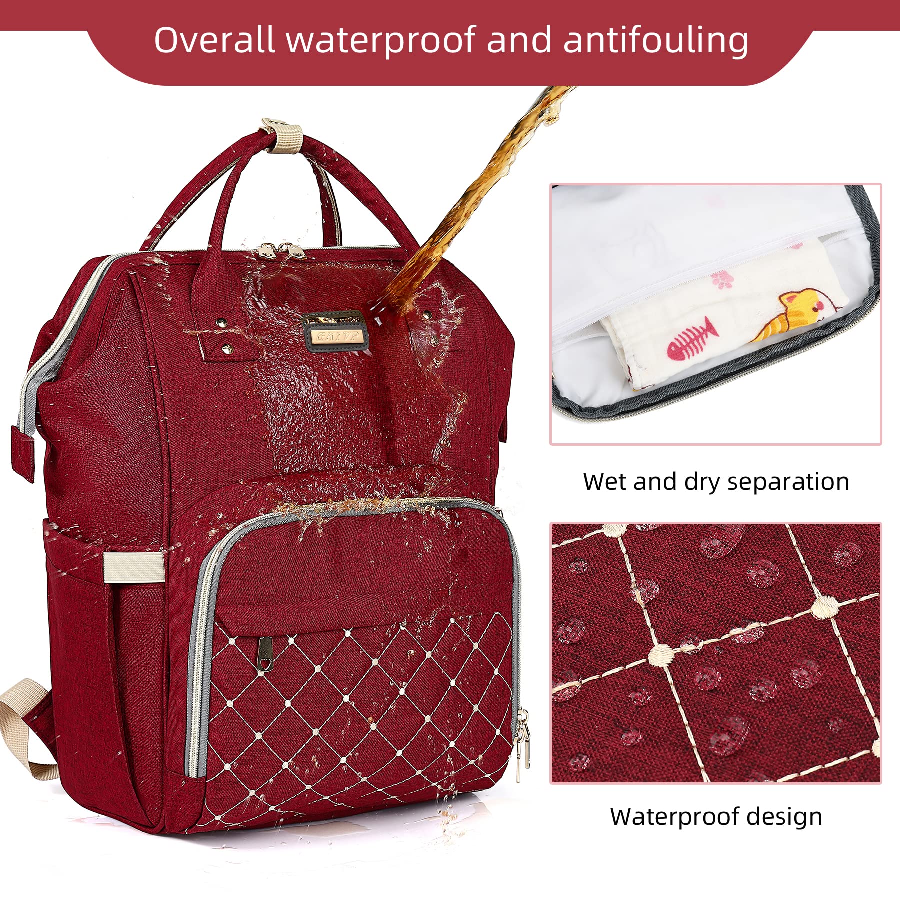 GAIVP diaper bag backpack spacious interiors for diapers and outfits