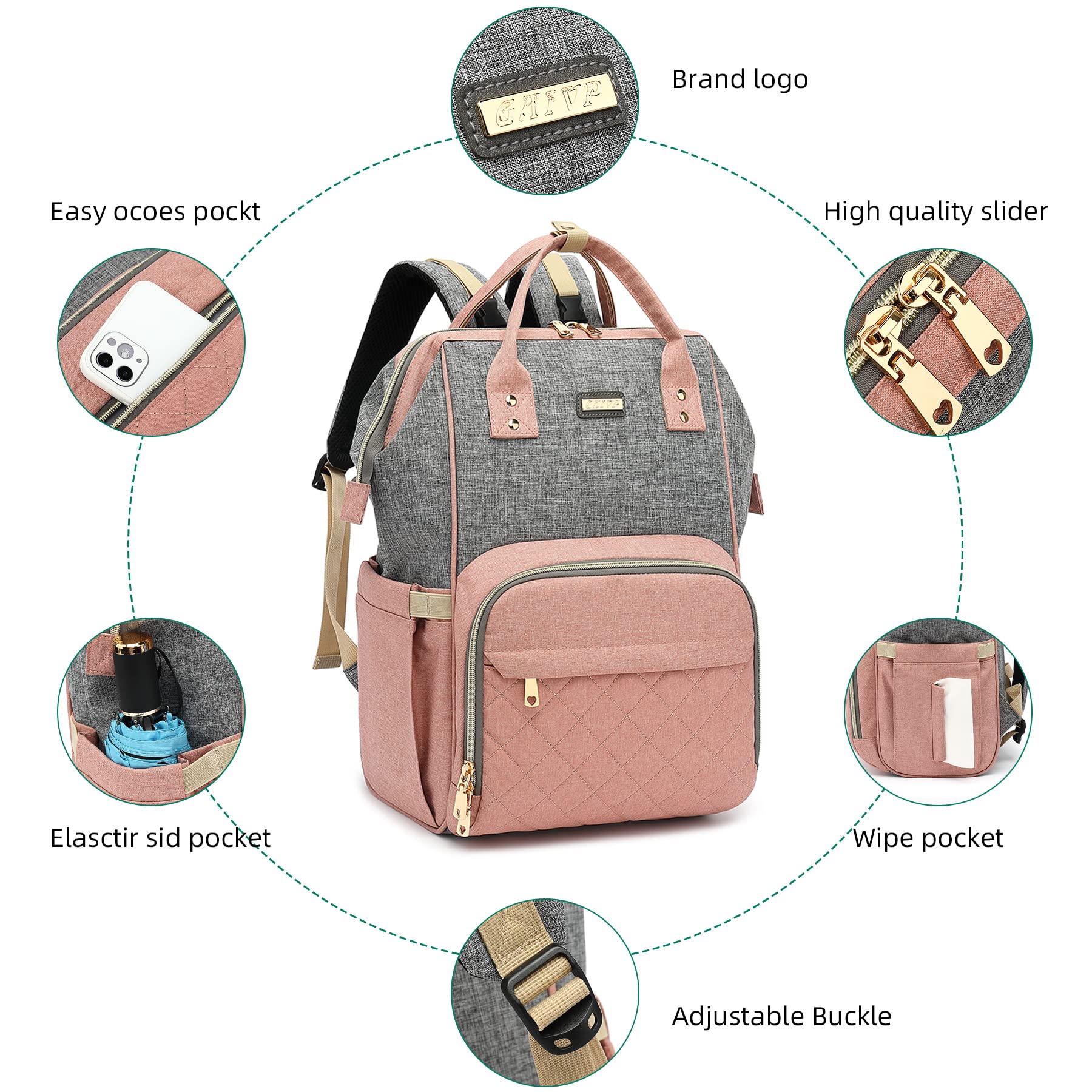 GAIVP diaper bag backpack with waterproof fabric protecting contents