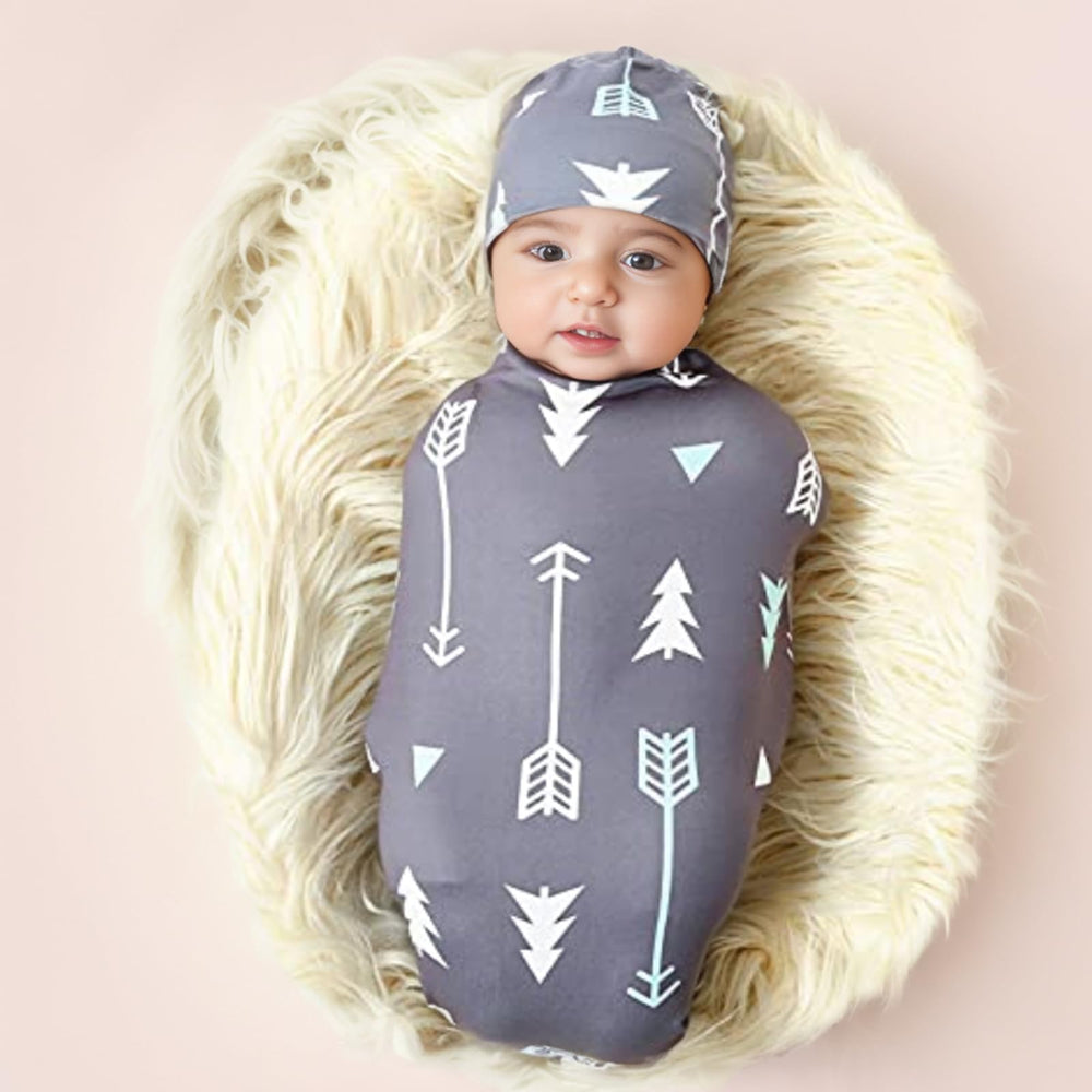 Galabloomer newborn beanie set in gray arrow for complete cozy newborn comfort.