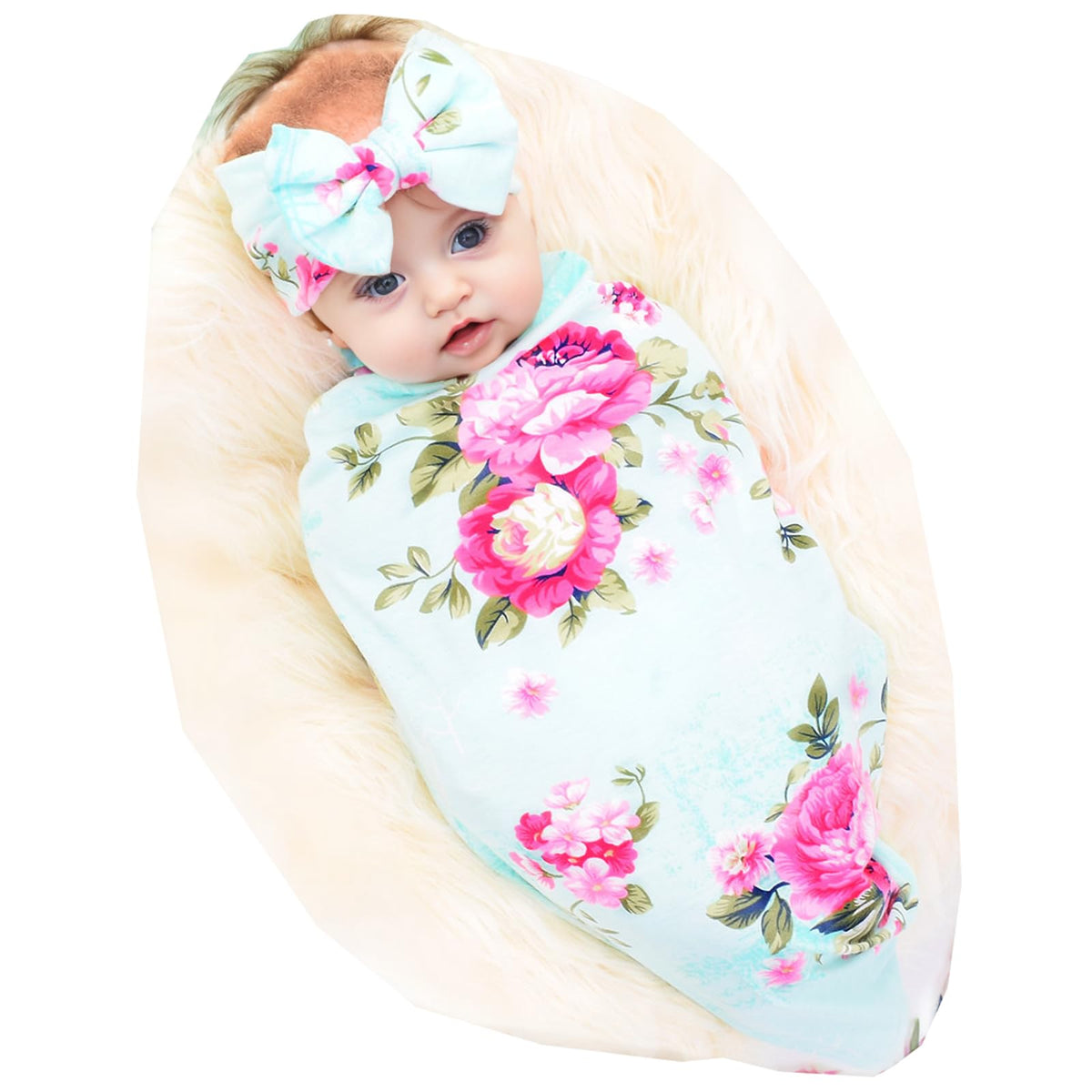 Galabloomer receiving blanket closeup shows flower print and soft knit texture for newborn comfort