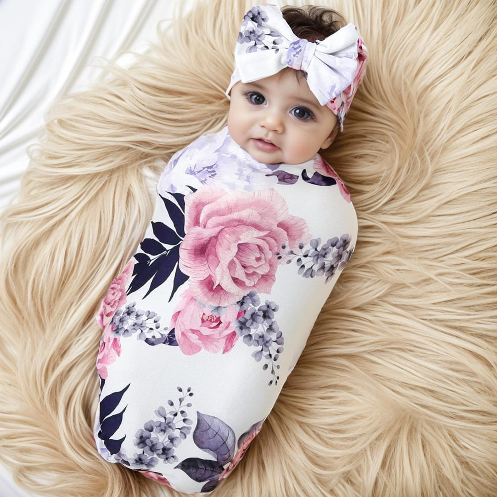 Galabloomer soft knit fabric texture close-up emphasizes stretch and softness for cozy swaddling.
