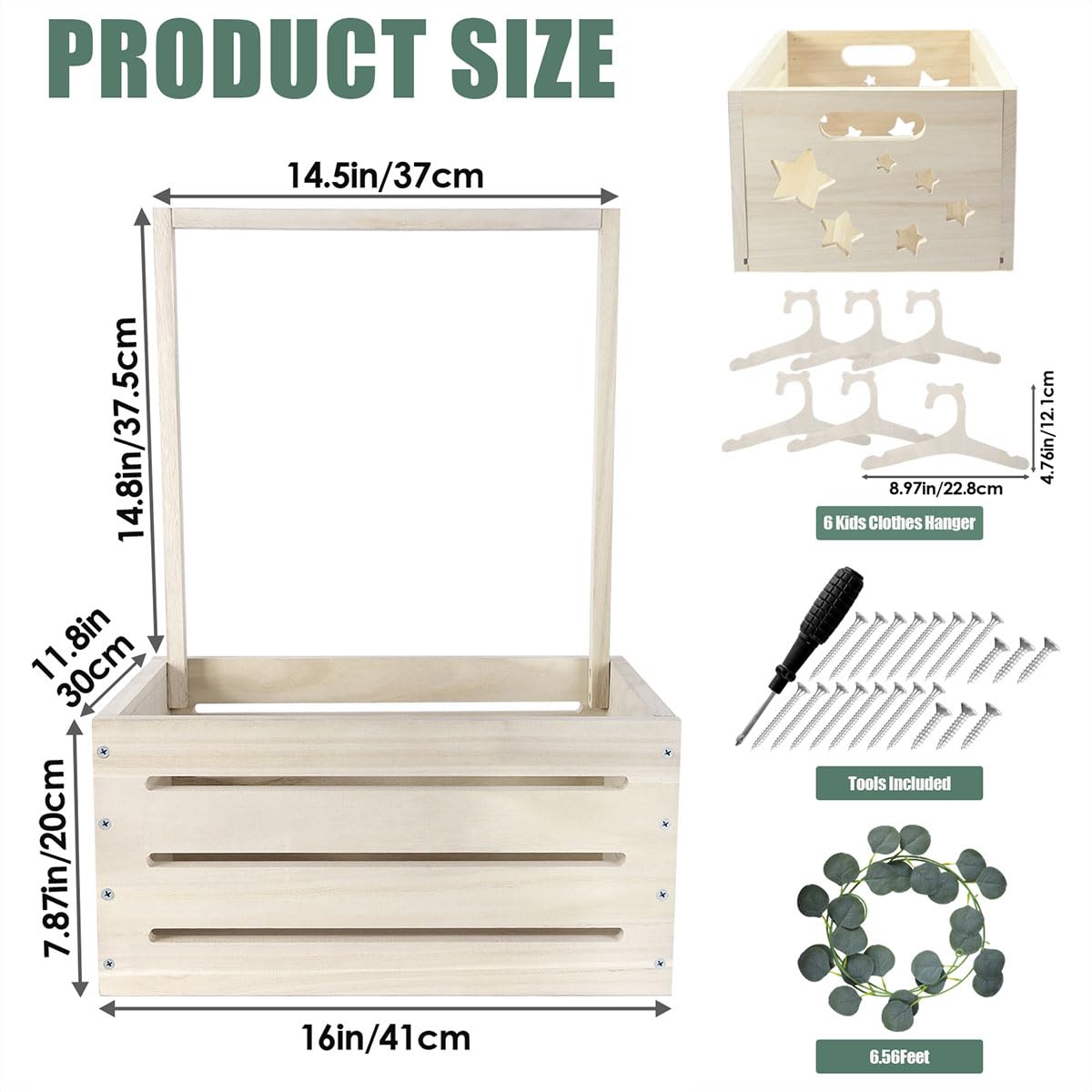 GaliGali eucalyptus wreath accent elevates the box for stylish baby decor.