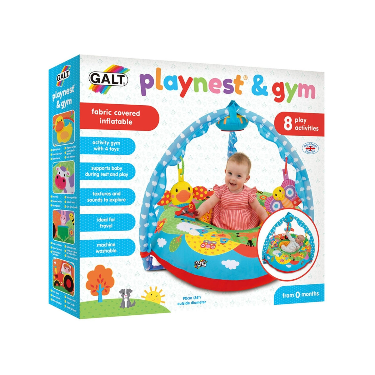Galt Playnest Gym Farm scene showing cozy farm backdrop for baby exploration