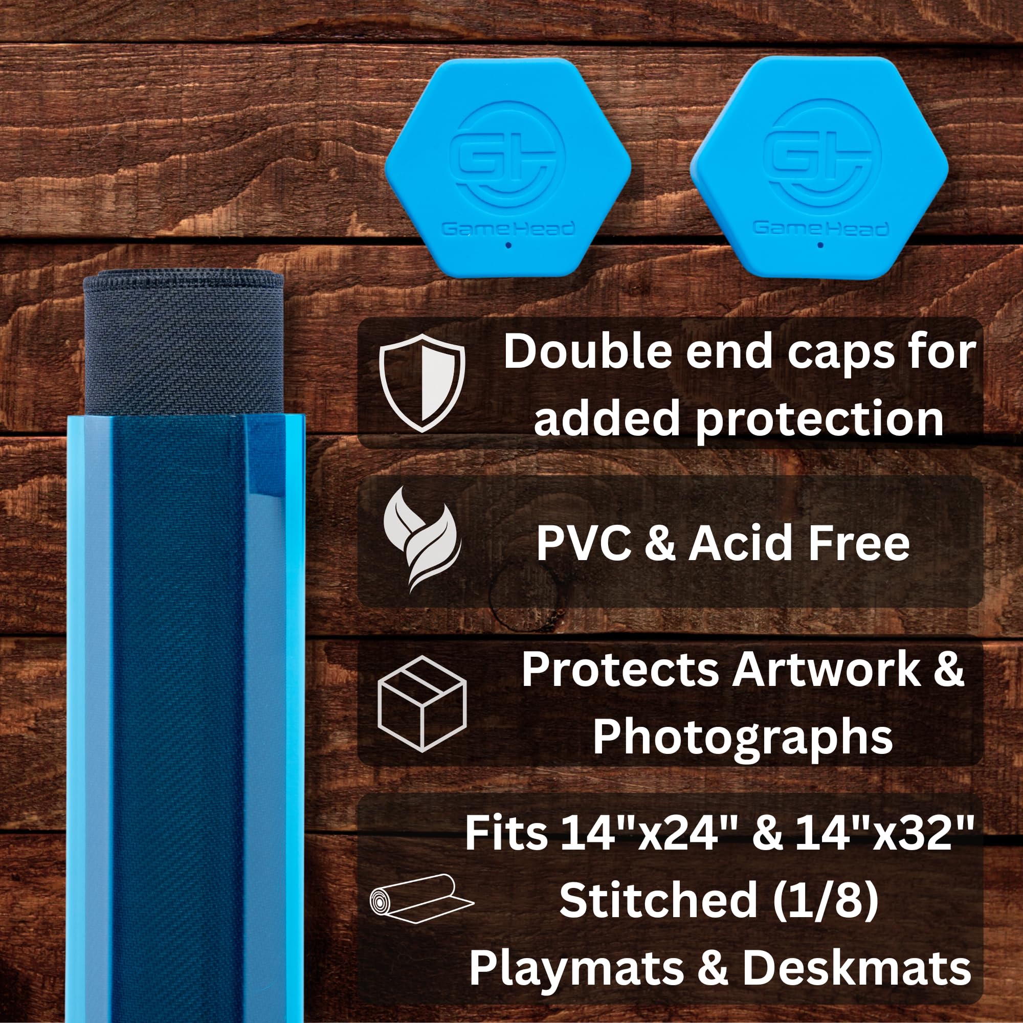 GamerMats silicone caps secure the tube, guarding against dust and damage.
