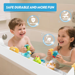 Ganaj tub toy tray caddy provides convenient storage for bath toys and soap.