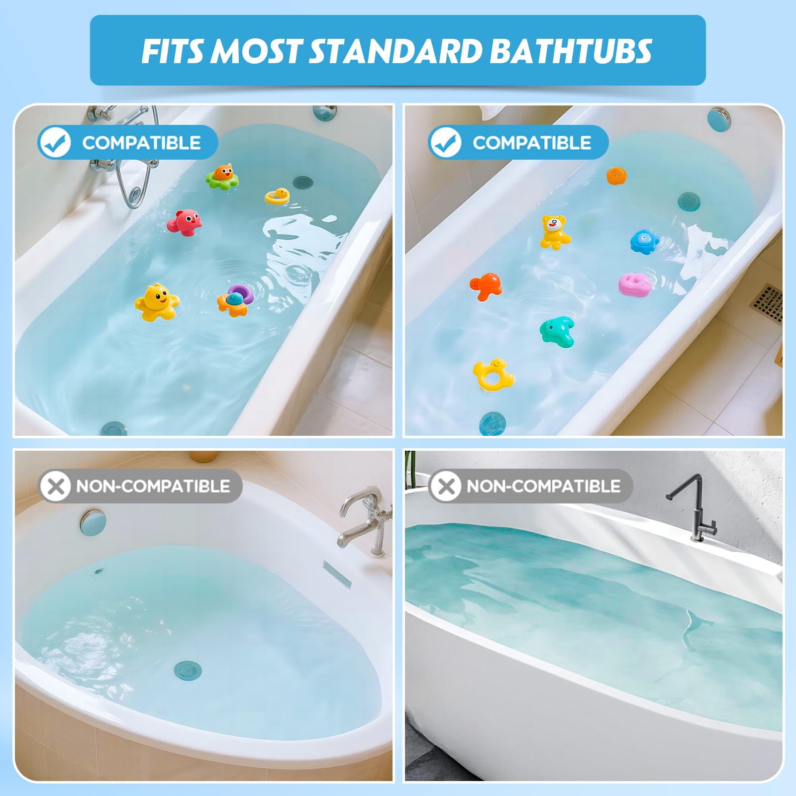 Ganaj silicone universal tub fit secures compatibility with most standard bathtubs.