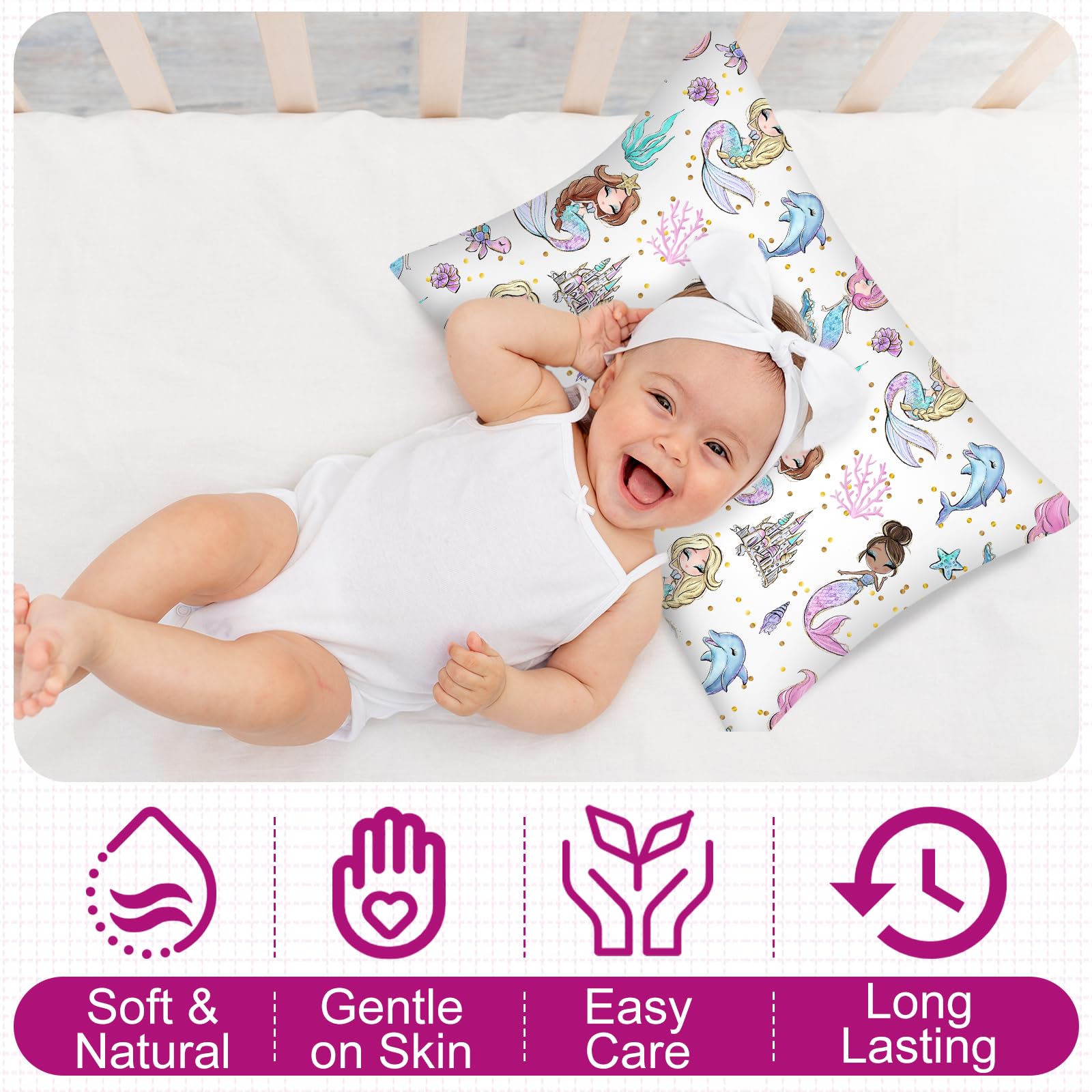 Ganeen Mermaid envelope closure pillowcase demonstrates easy insertion