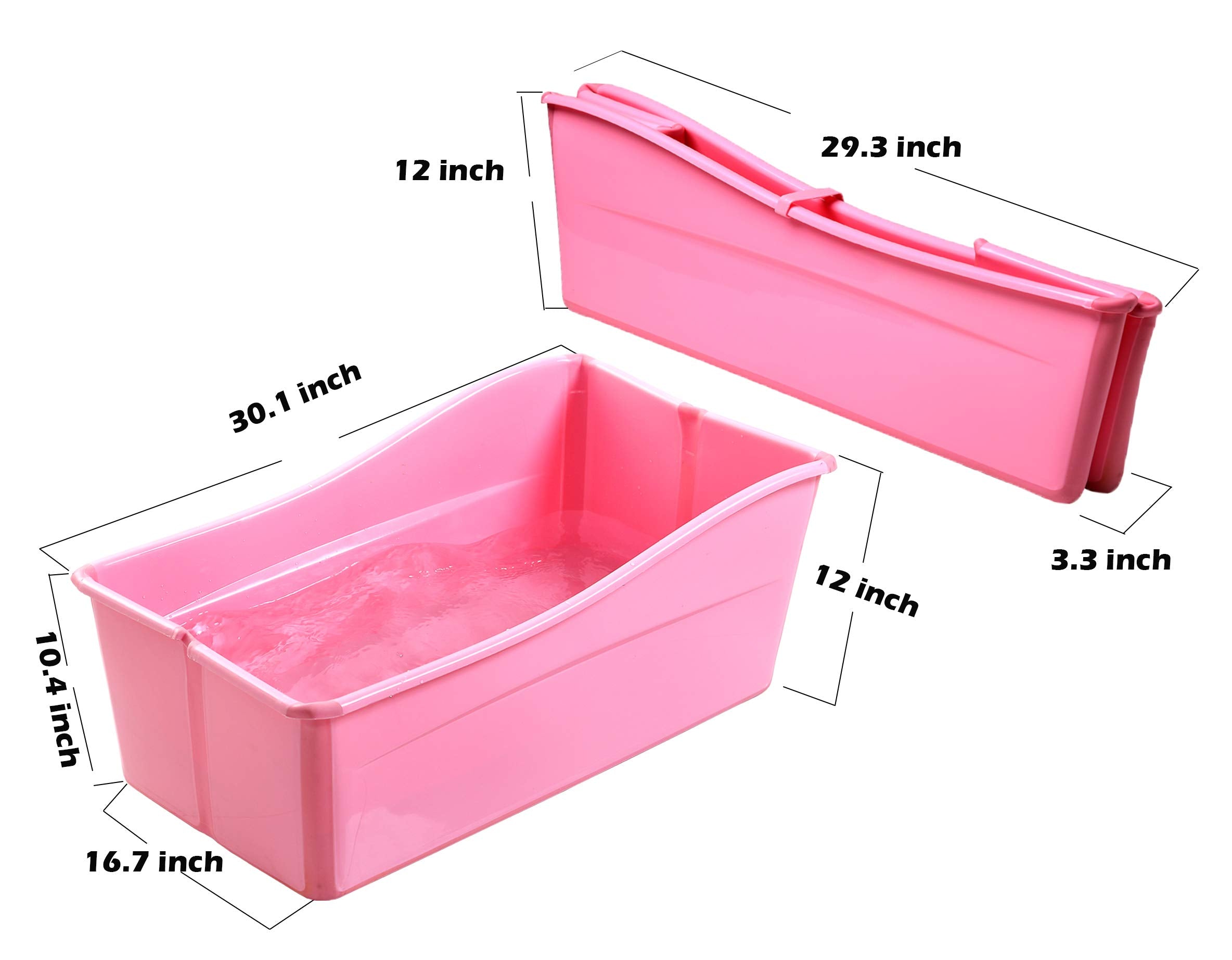 Ganen Baby Bath Tub Portable Pink plug included supplies easy drainage.