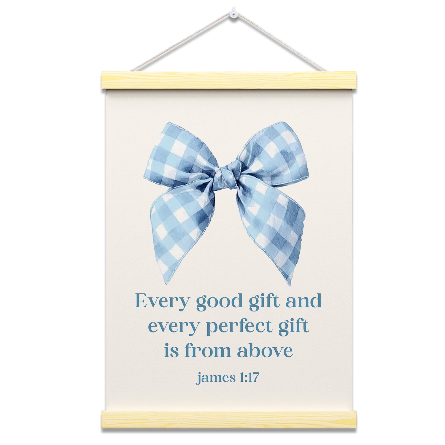 GaNiao Blue Bow Christian poster with hanger frame brightens spaces and gifting appeal.