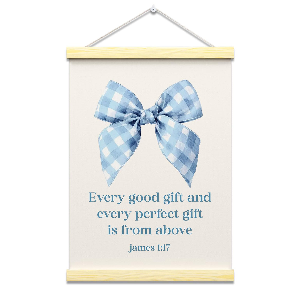 GaNiao Blue Bow Christian poster with hanger frame brightens spaces and gifting appeal.
