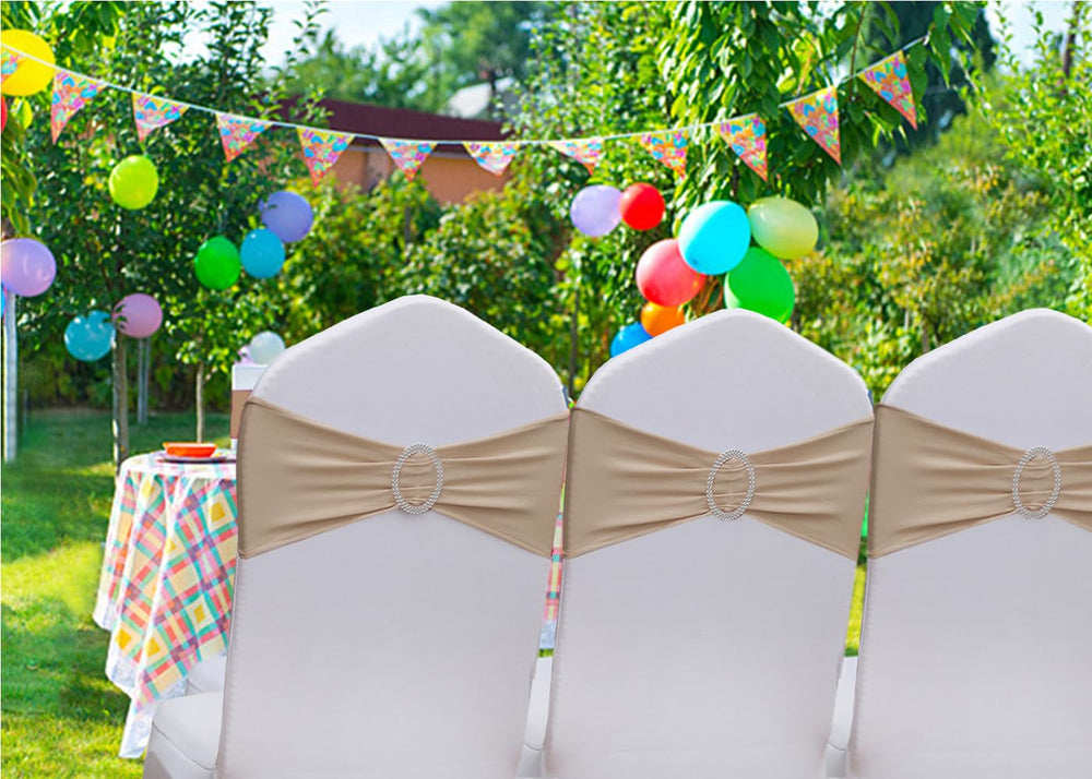 Gankar khaki chair sashes with buckle slider secure fit on banquet chairs