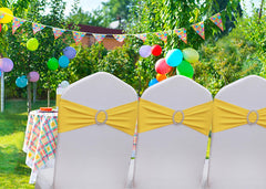 Gankar yellow sapndex chair sashes edge-finished with color-matched buckles for polished event styling.