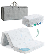 Ganondorf Trifold Mattress pattern closeup showcasing serene cosmos jacquard design enhances baby's sleep ambiance.