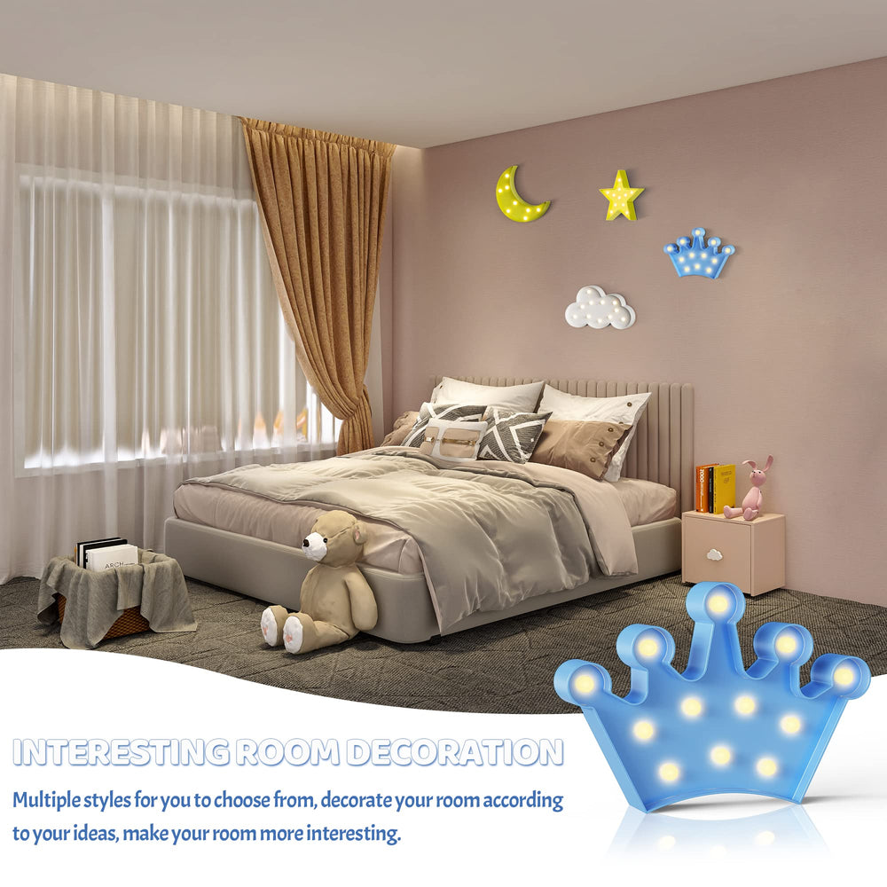 Ganrami Blue Crown LED night light powered by batteries offers portable use