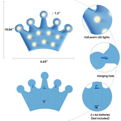 Ganrami Blue Crown wall decor with soft glow for princess room ambiance