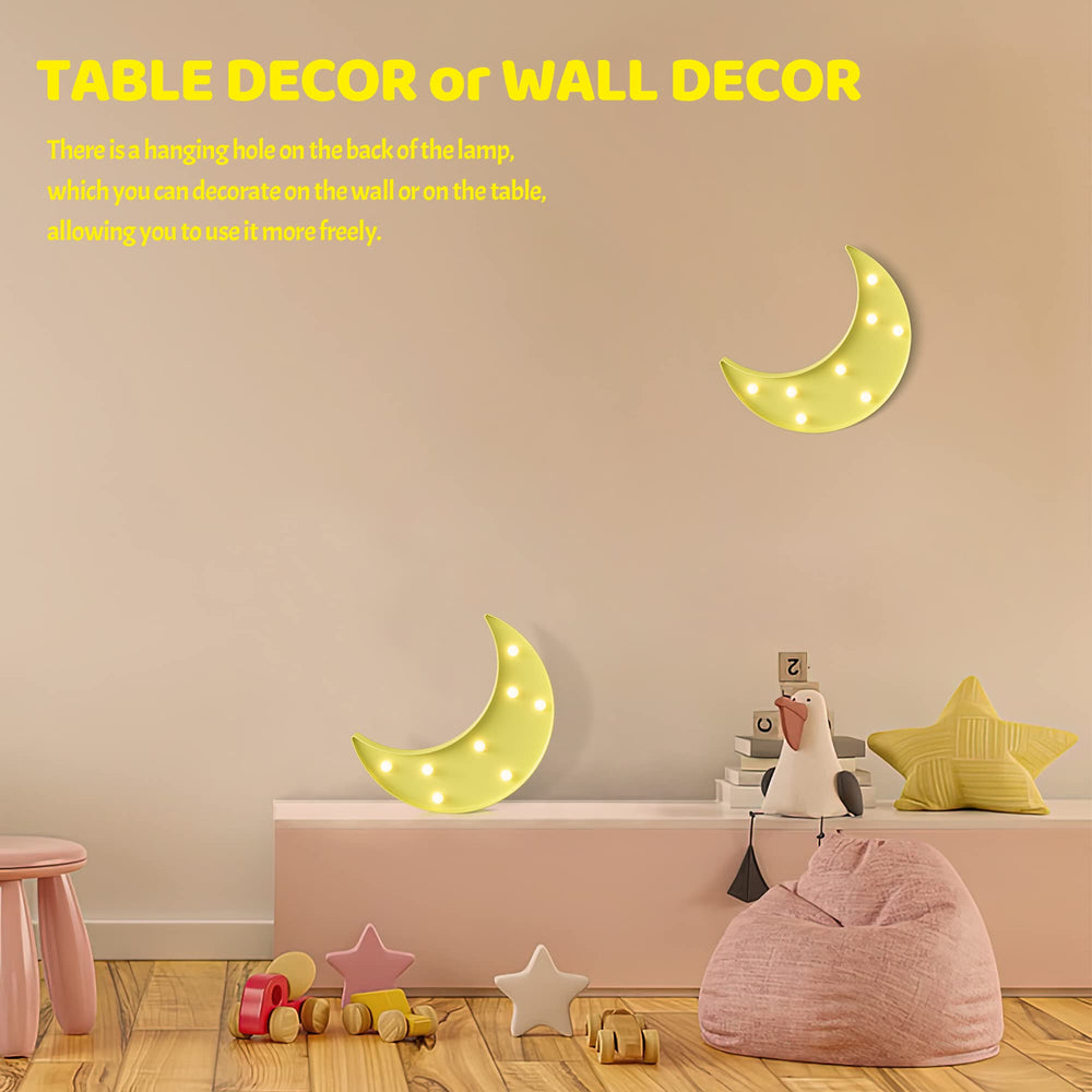 Ganrami Yellow Moon Night Light emits a dim, cozy glow for bedtime.