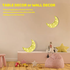 Ganrami Yellow Moon Night Light emits a dim, cozy glow for bedtime.