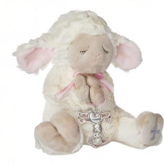 Ganz Serenity Lamb pink plush closeup—ideal baptism gift and nursery décor accent