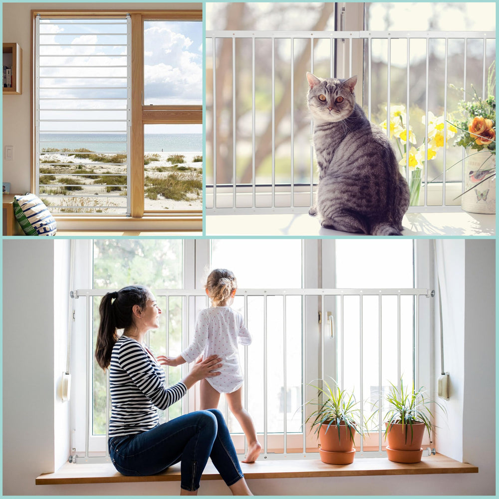 Gardenova window guard in white installed inside a window frame
