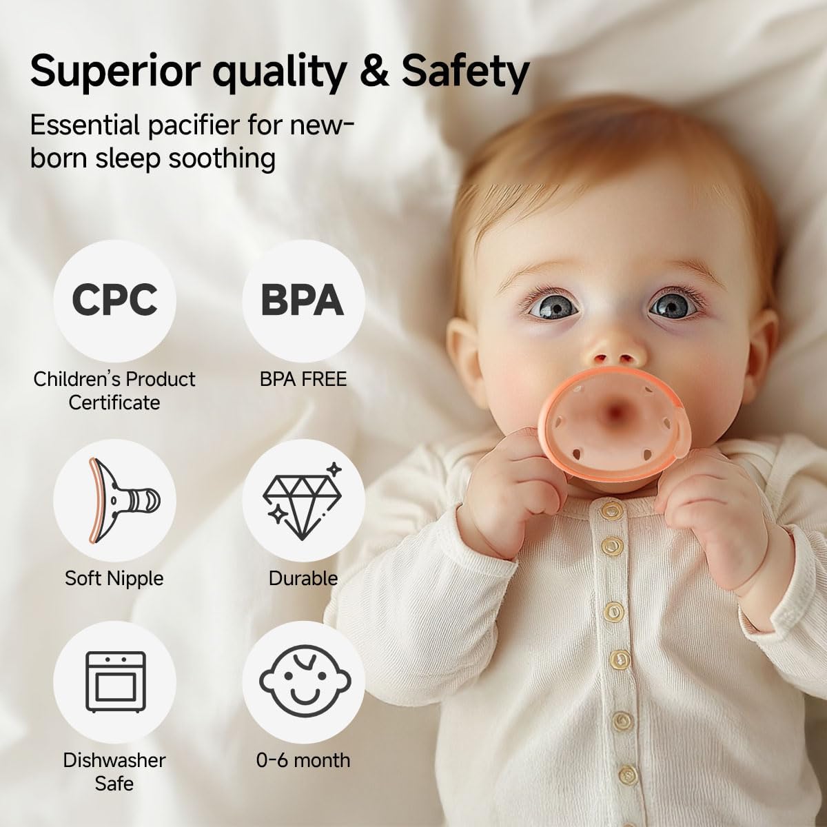 Garkoko thumb-shape pacifier for 3-6 months with secure, comfortable grip.