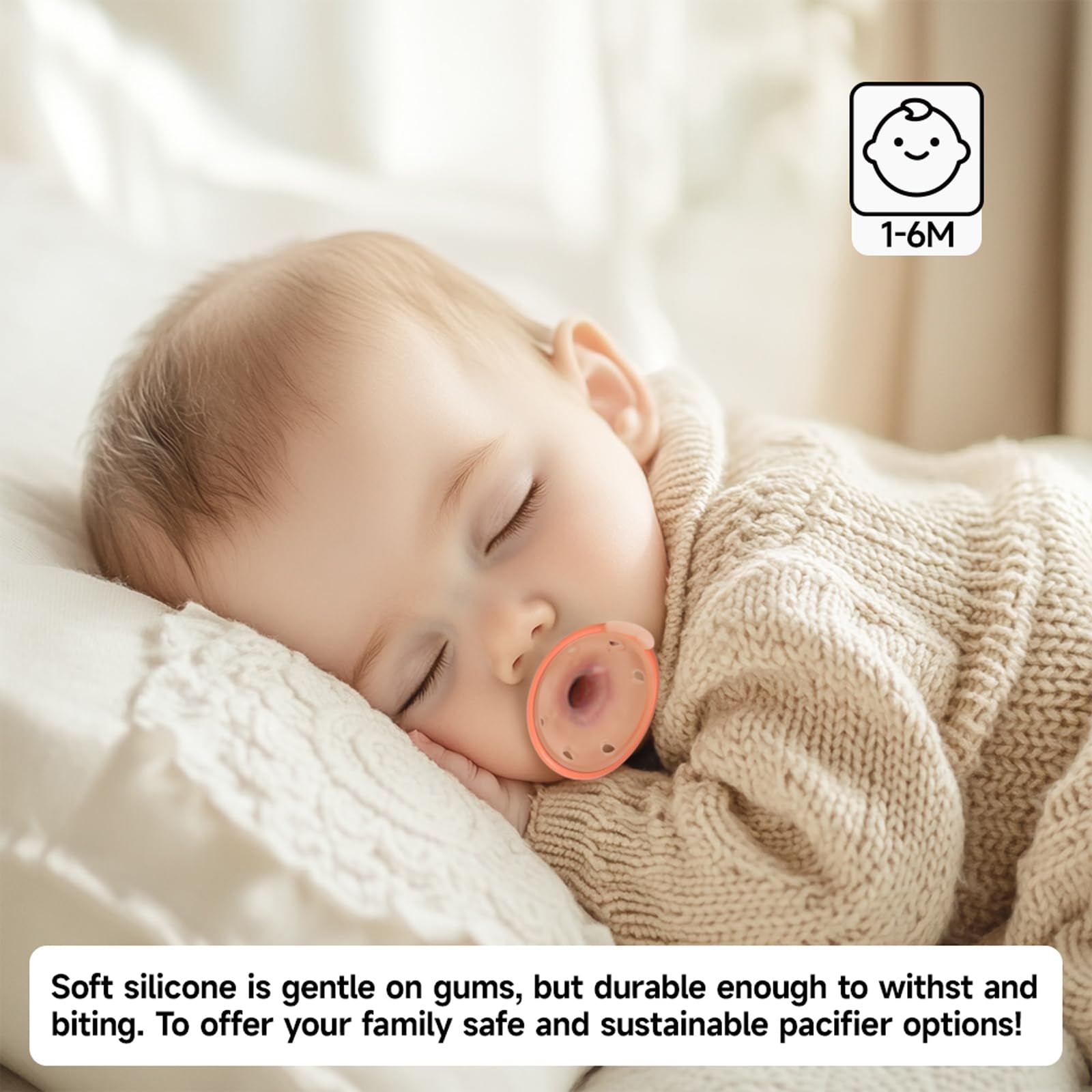 Garkoko skin-friendly outward curve keeps pacifier away from cheeks