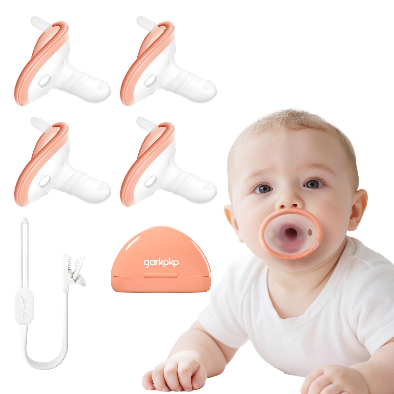Garkoko teething pacifiers 4-pack for quick replacements and soothing relief